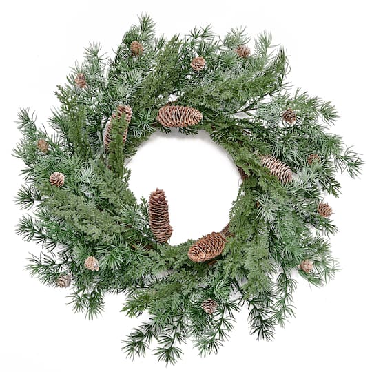 24" Artificial Christmas Pine Hemlock and Pinecone Wreath